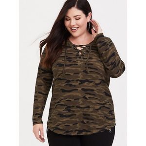 Torrid Camo Lace Up Henley